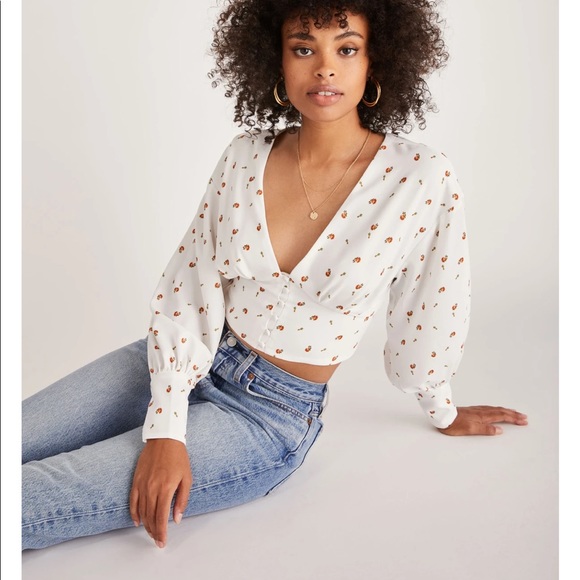 Backyard Roses Tops - Backyard Roses Alex Button Front Rose Top